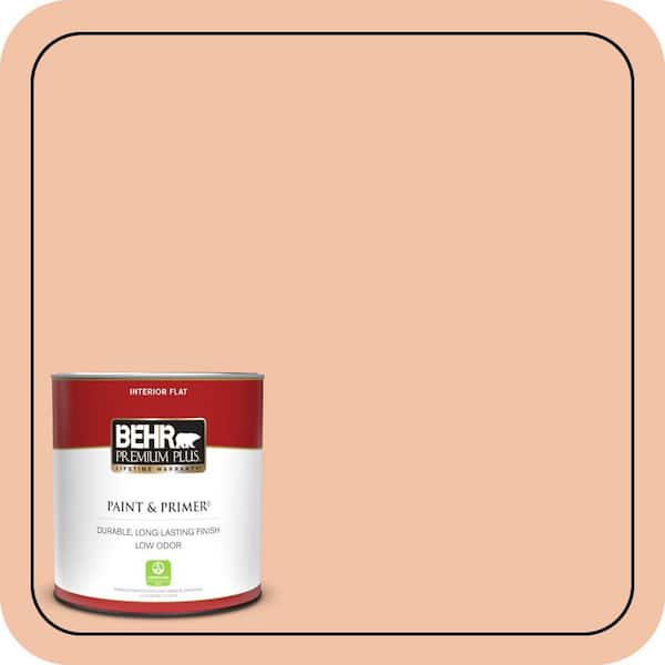 BEHR PREMIUM PLUS 1 qt. Home Decorators Collection #HDC-FL13-4 Pumpkin Mousse Flat Low Odor Interior Paint & Primer