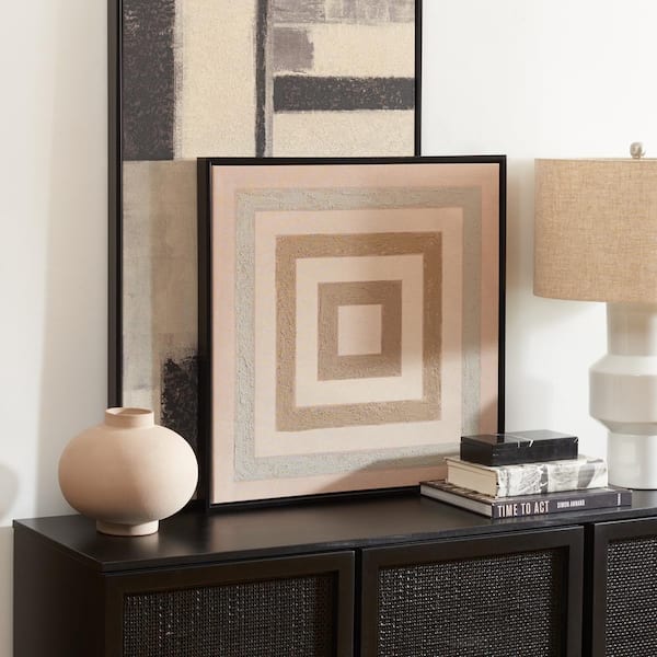 SAFAVIEH Stonebridge Framed Mixed Media Abstract Abstract Wall Art 24 in. x 24 in.