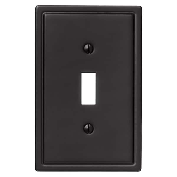 AMERELLE Sinclair Insulated 1-Gang Matte Black Toggle Stamped Steel Wall Plate