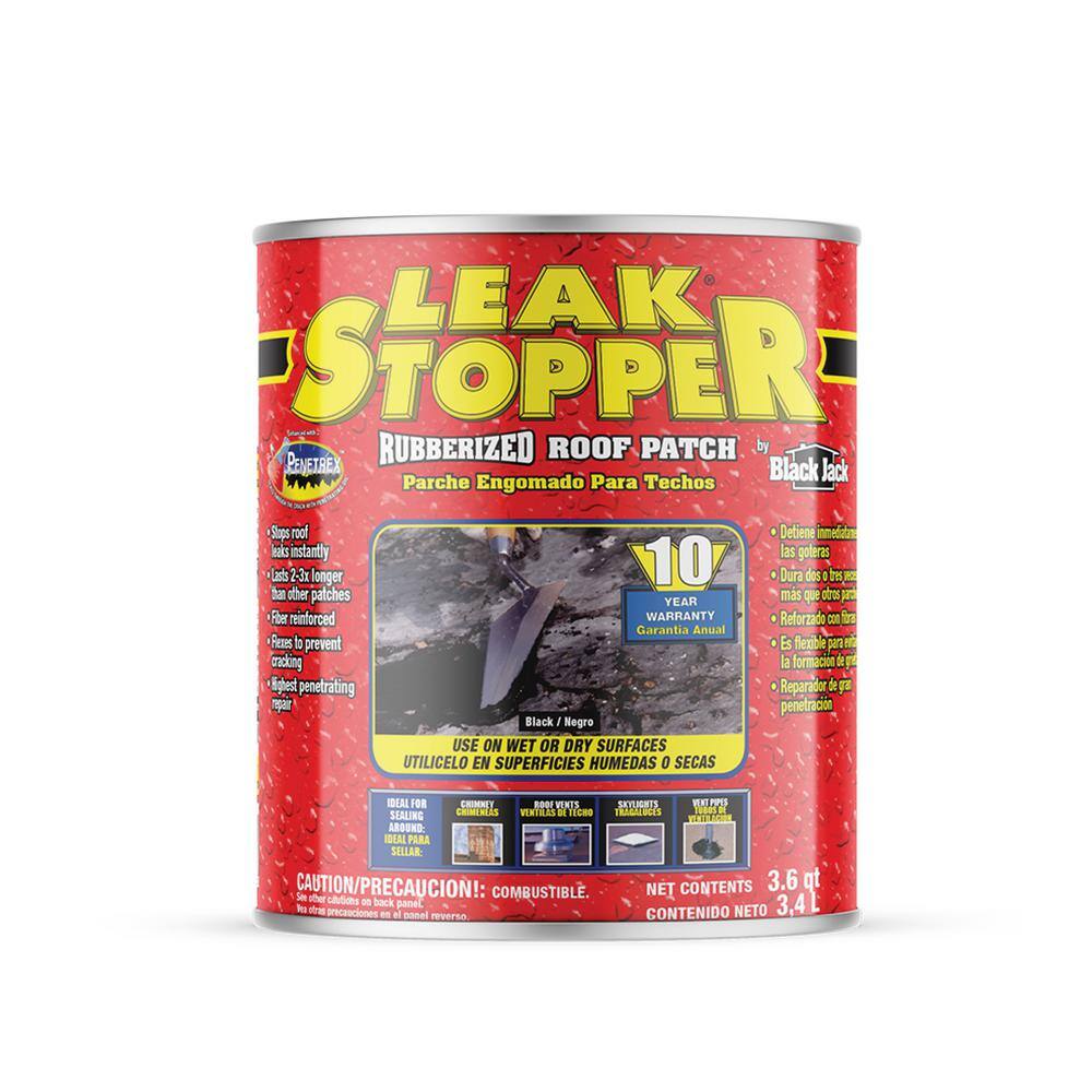 Leak Stopper Rubberized Roof Patch - 3.6 qt can