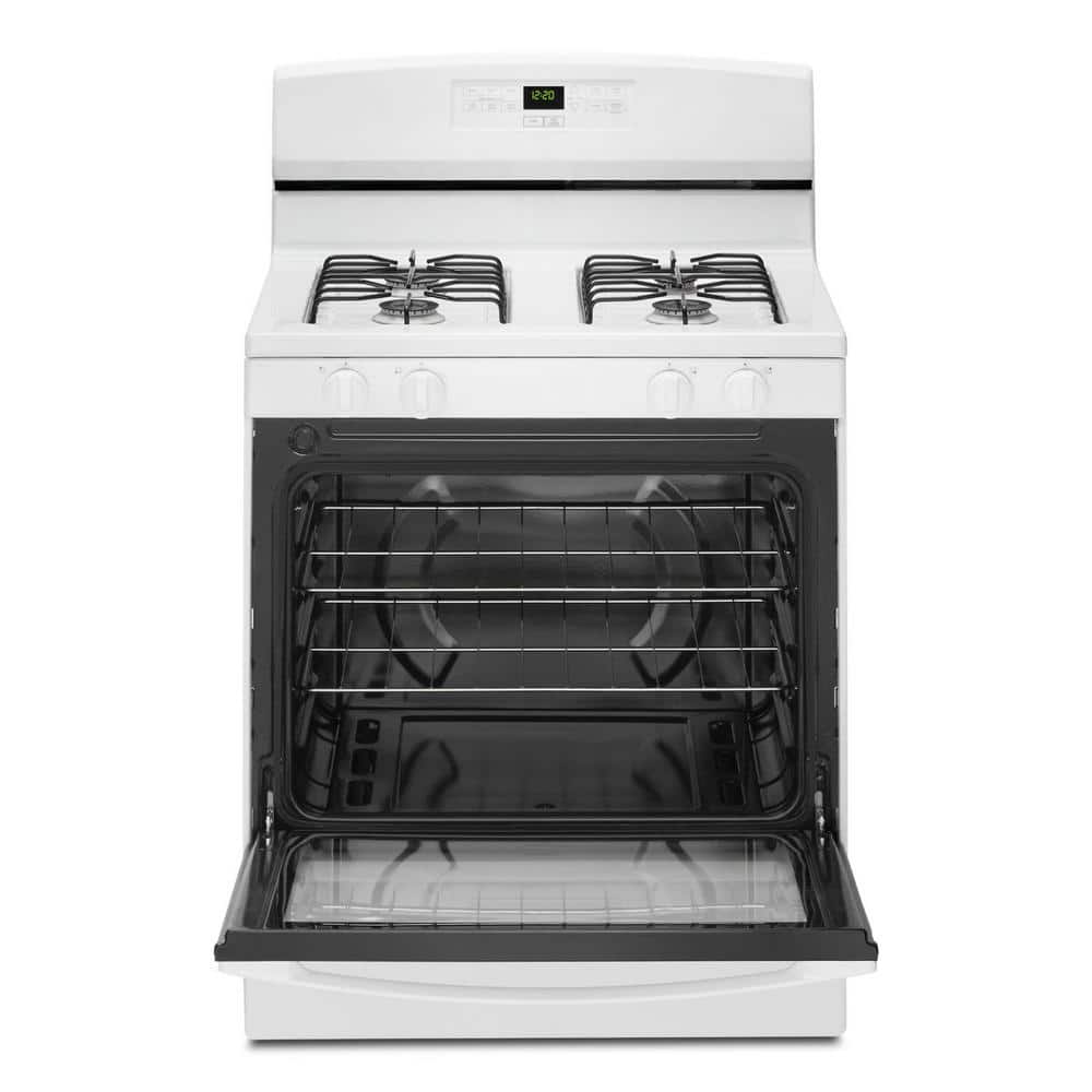 30-Inch White Freestanding Natural Gas Range with Broiler Drawer