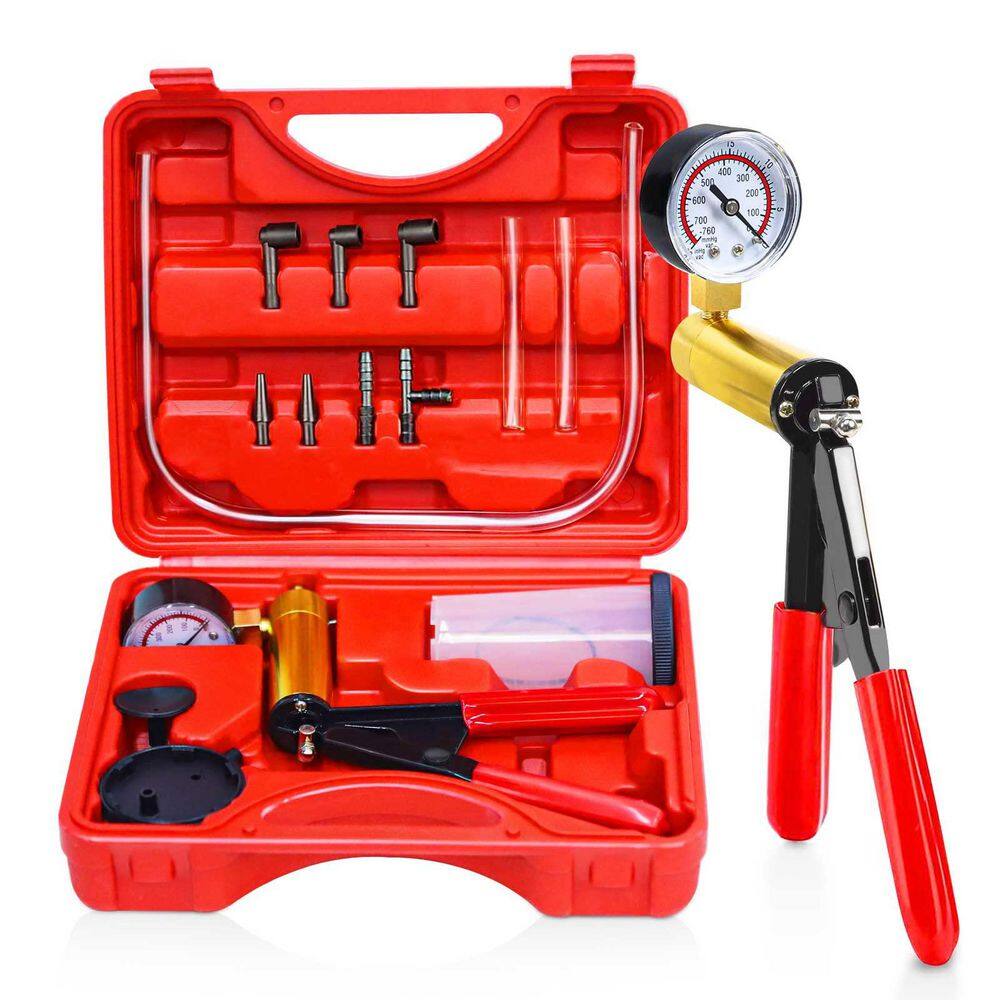 Hand Held Vacuum Pump Tester Set with Gauge Brake Bleeder Kit for Automotive Diagnostics Adapters Case price history on PriceWatchPro