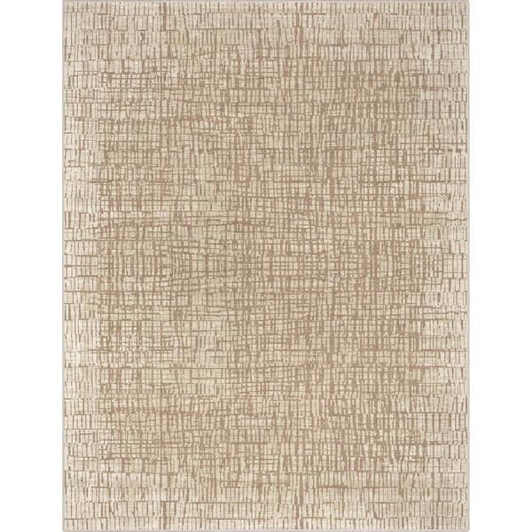 Ivory 5 ft. 3 in. x 7 ft. 3 in. Abstract Nightscape Modern Geometric Flat-Weave Area Rug