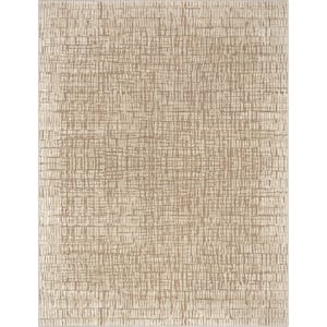 Ivory 9 ft. 10 in. x 13 ft. Abstract Nightscape Modern Geometric Flat-Weave Area Rug