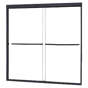 Cove 60 in. W x 60 in. H Sliding Semi Frameless Tub Door in Matte Black with Clear Glass