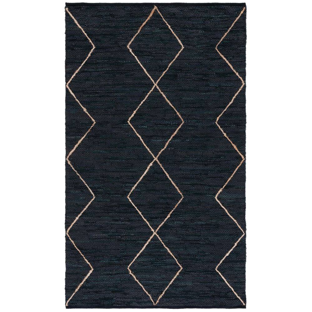 Vintage Leather 8 ft. x 10 ft. Black/Natural Marle Chevron Area Rug price history on PriceWatchPro