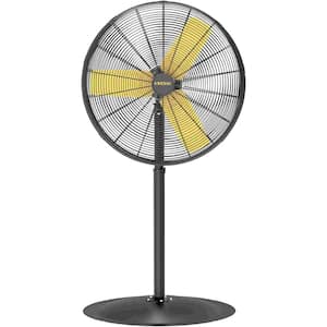 30 in. 3 Fan Speeds Commercial/Industrial Pedestal Fan in Black with 9000 CFM, Adjustable Height, 75° Oscillating