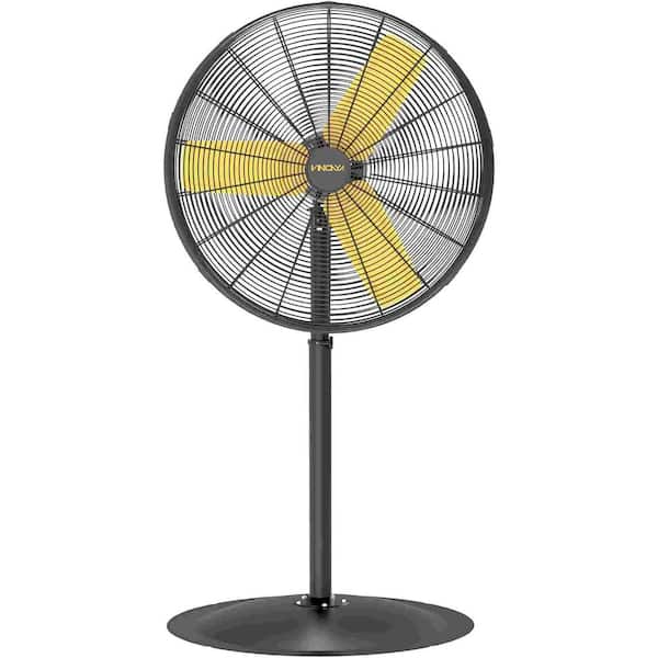 30 in. 3 Fan Speeds Commercial/Industrial Pedestal Fan in Black with 9000 CFM, Adjustable Height, 75° Oscillating