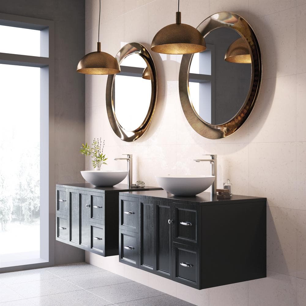 Lotus 16" White Matte Stone Round Above-Counter Vessel Sink
