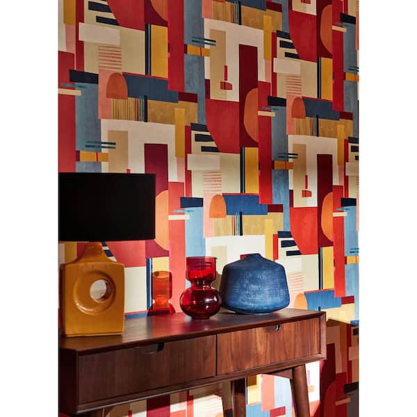 Rhodes Red Blocs Wallpaper Sample