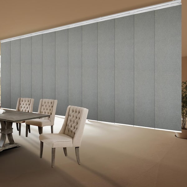 EMOH Ulysses140 in. - 260 in. W x 94 in. L Adjustable 12-Panel White Double Rail Panel Track with 23.5 in. Slates
