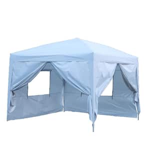 10 ft. x 10 ft. Pop Up White Gazebo Canopy Tent Removable Sidewall with Zipper, 2-pieces Sidewall with Windows