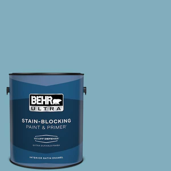 BEHR ULTRA 1 gal. #PMD-83 Porcelain Blue Extra Durable Satin Enamel Interior Paint & Primer