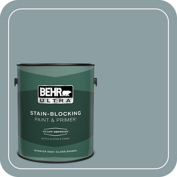 BEHR ULTRA 1 gal. #ECC-65-3 Teal Wave Extra Durable Semi-Gloss Enamel Interior Paint & Primer