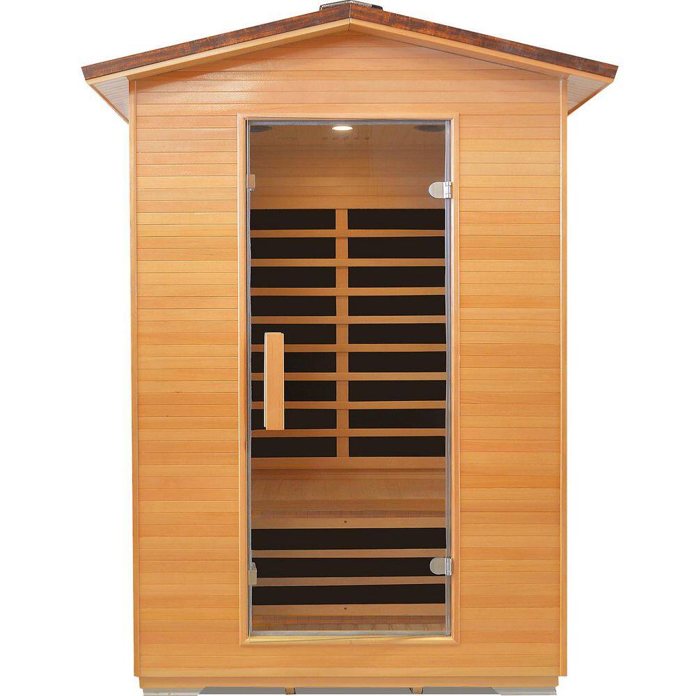 2-Person Outdoor Hemlock Infrared Sauna with 8 Far-Infrared Carbon Crystal Heaters