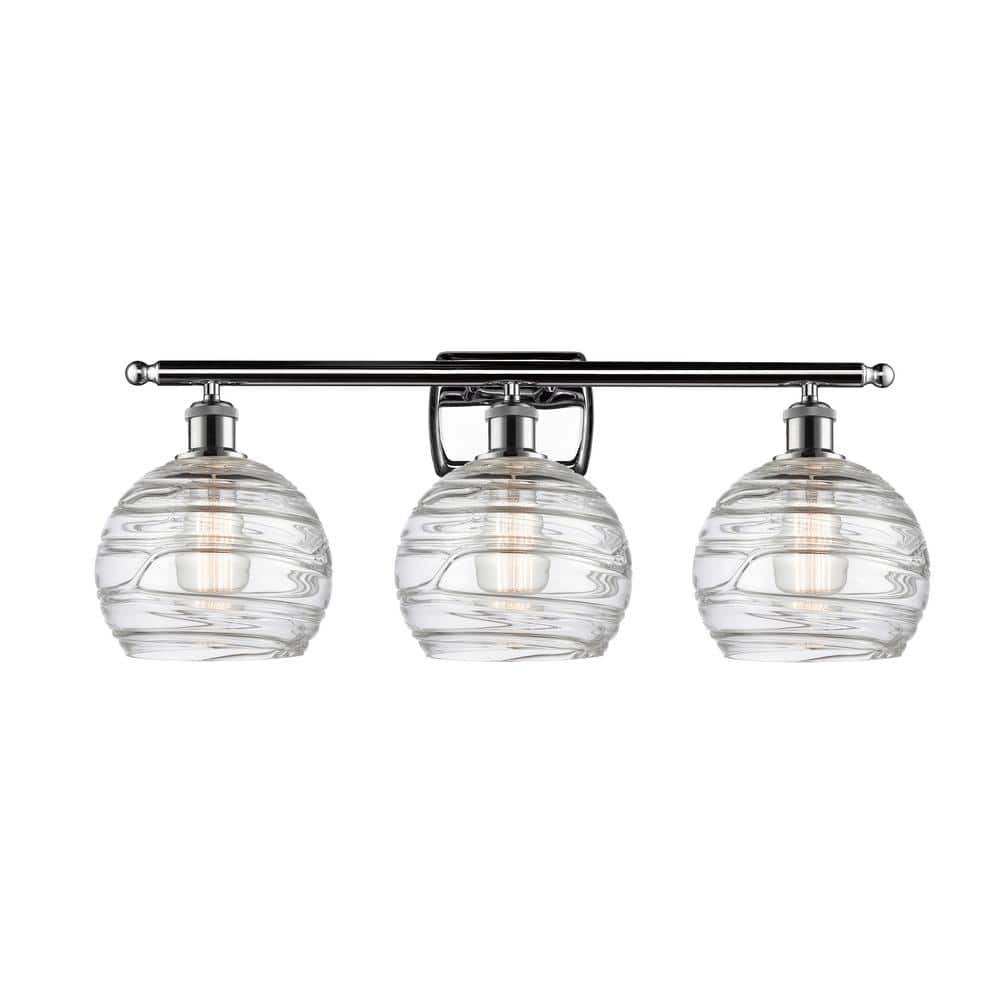 Athens Deco Swirl 26 in. 3-Light Clear Deco Swirl, Polished Chrome Vanity Light with Clear Glass Shade price history on PriceWatchPro