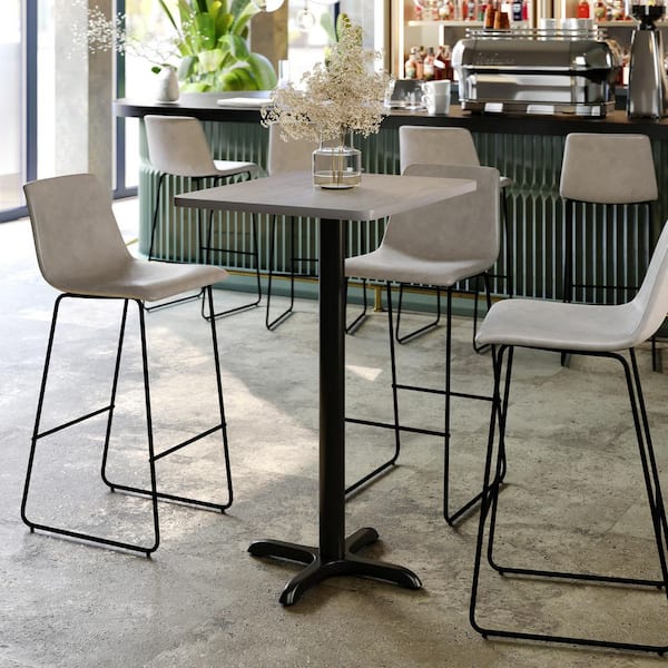 Carnegy Avenue Stiles 24 in. x 30 in. Gray Rectangular Table Top with Black 22 x 22 "X" Style Bar Height Base
