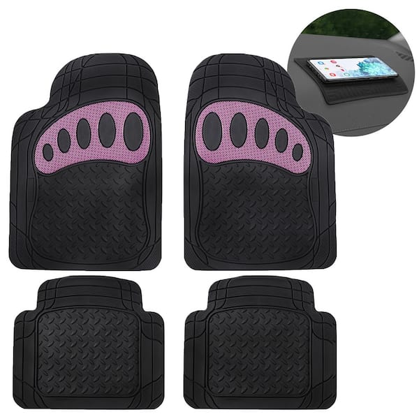 FH Group Trimmable ClimaProof Rubber Floor Mats with Footprint Design - Full Set (4-Piece)