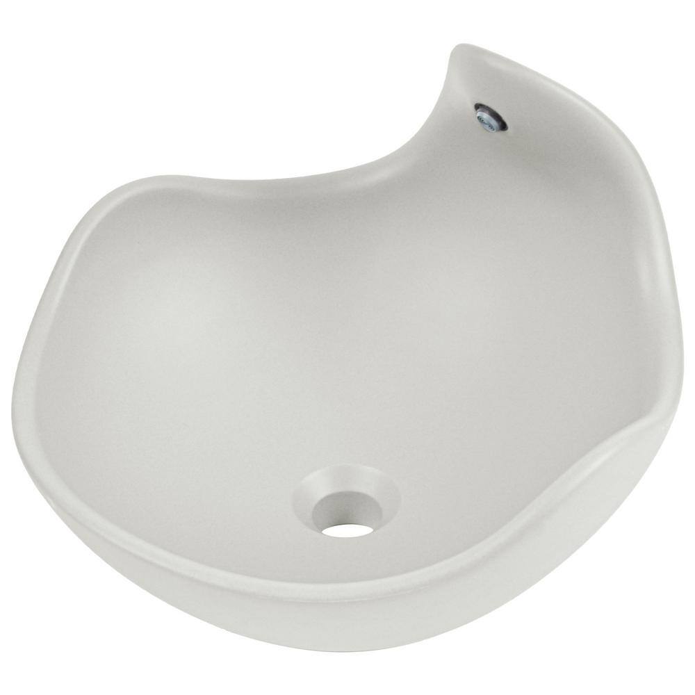 Gray White Concrete Vessel Sink with Built-In Faucet