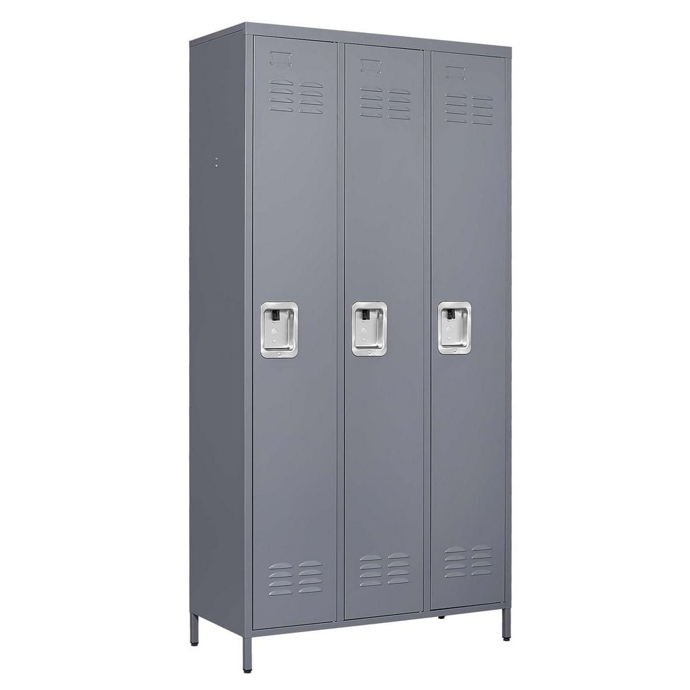 35.4 in. W x 72 in. H x 15.8 in. D Steel Storage Cabinet Locker in Gray with 3 Doors price history on PriceWatchPro