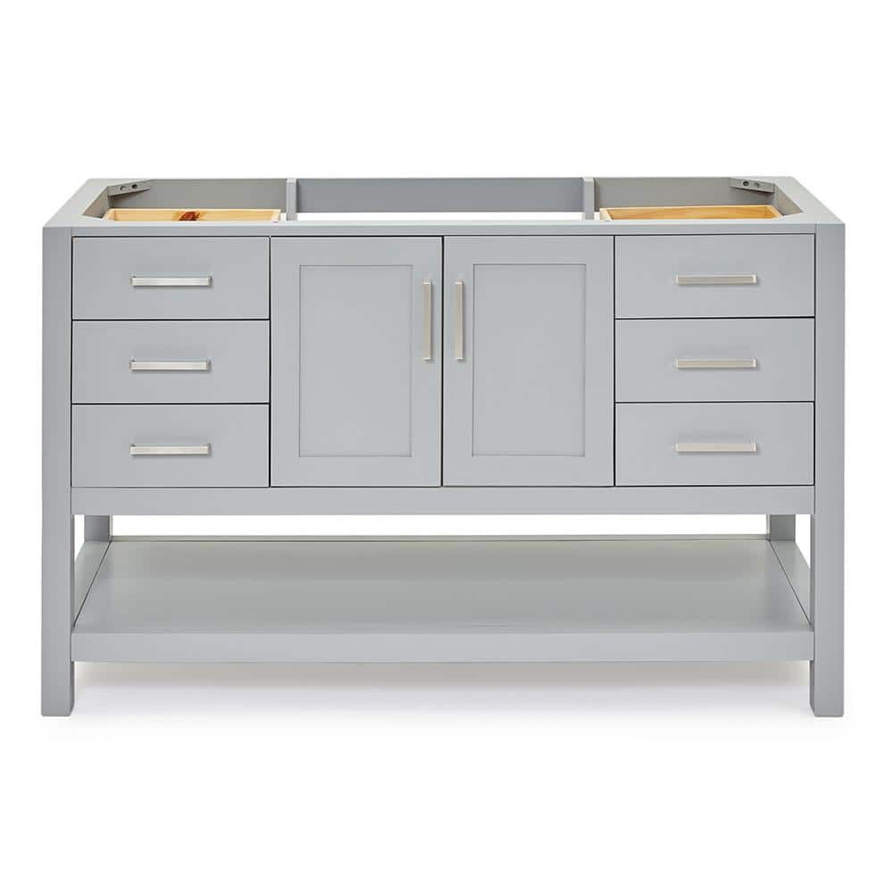 Gray Solid Wood Single Freestanding Bathroom Vanity Base