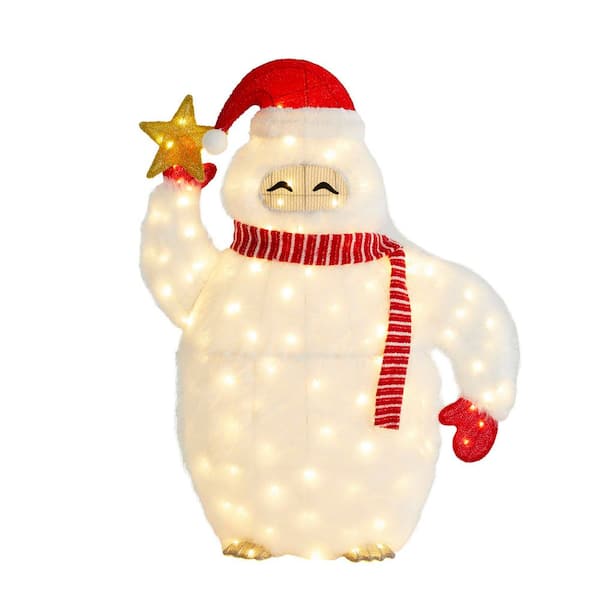 42 in. H Lighted Christmas 3D Fabric Yeti Outdoor Decor with 130 Warm White LED Lights