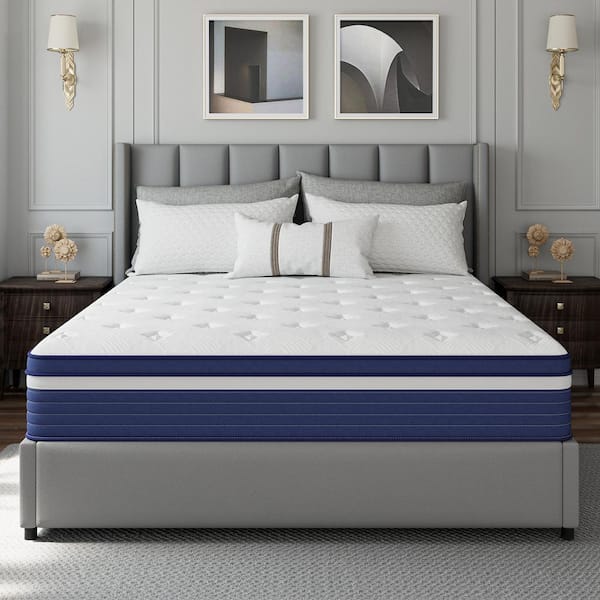 330521980 Queen Size 10 in. Medium Hybrid Memory Foam Pocket Spring Pillow Top Cooling Mattress, OEKO-TEX SGS Standard