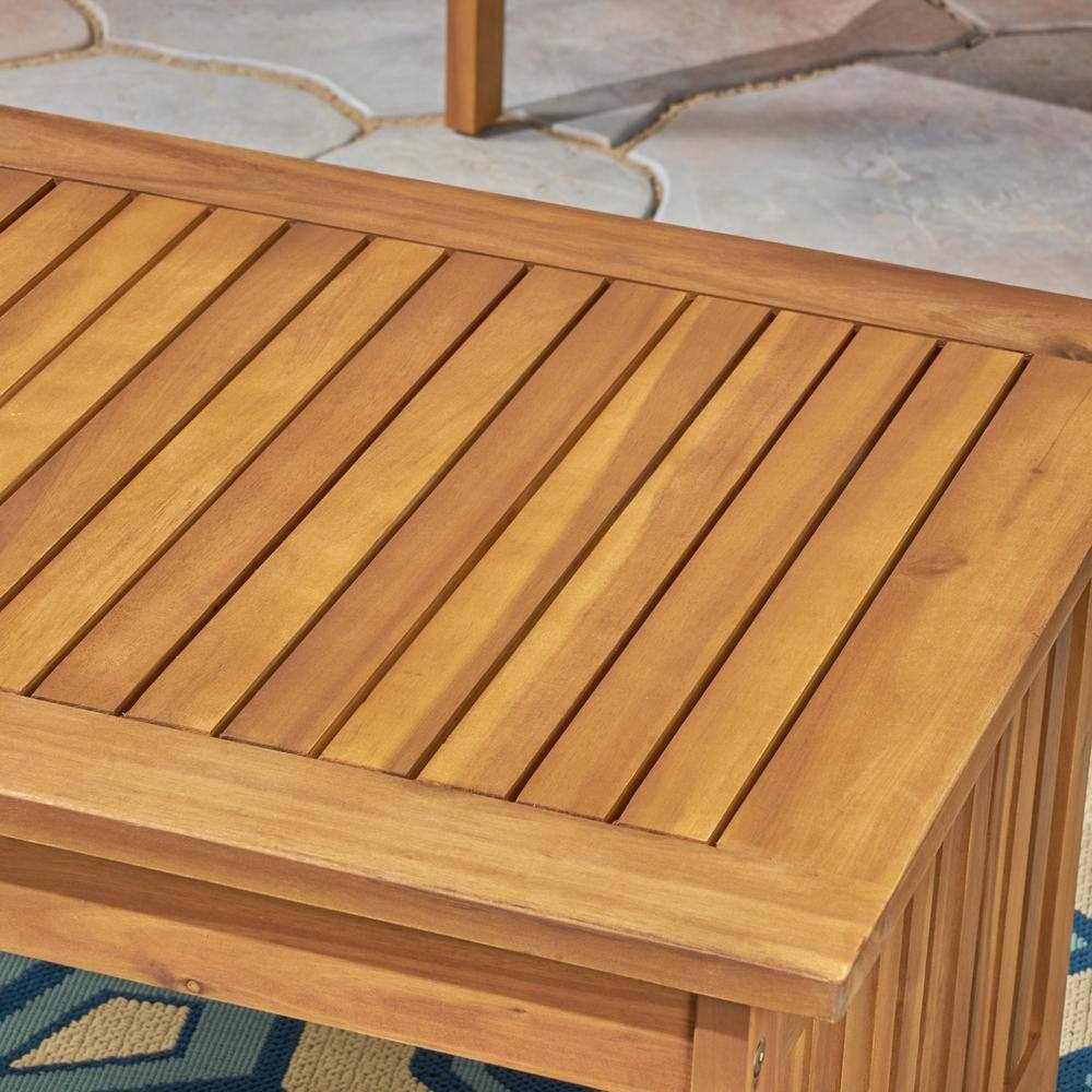 Farmhouse Brown Patina Acacia Wood Outdoor Coffee Table