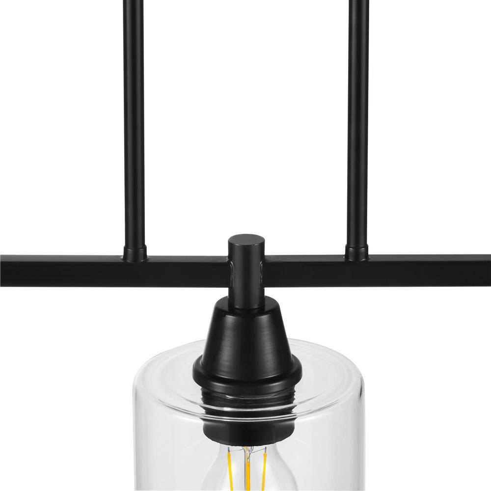 Matte Black Glass 3-Light Linear Island Pendant