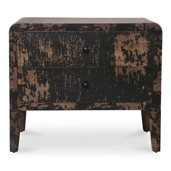 Brelline Distressed Black 2-Drawer 30 in. W Nightstand