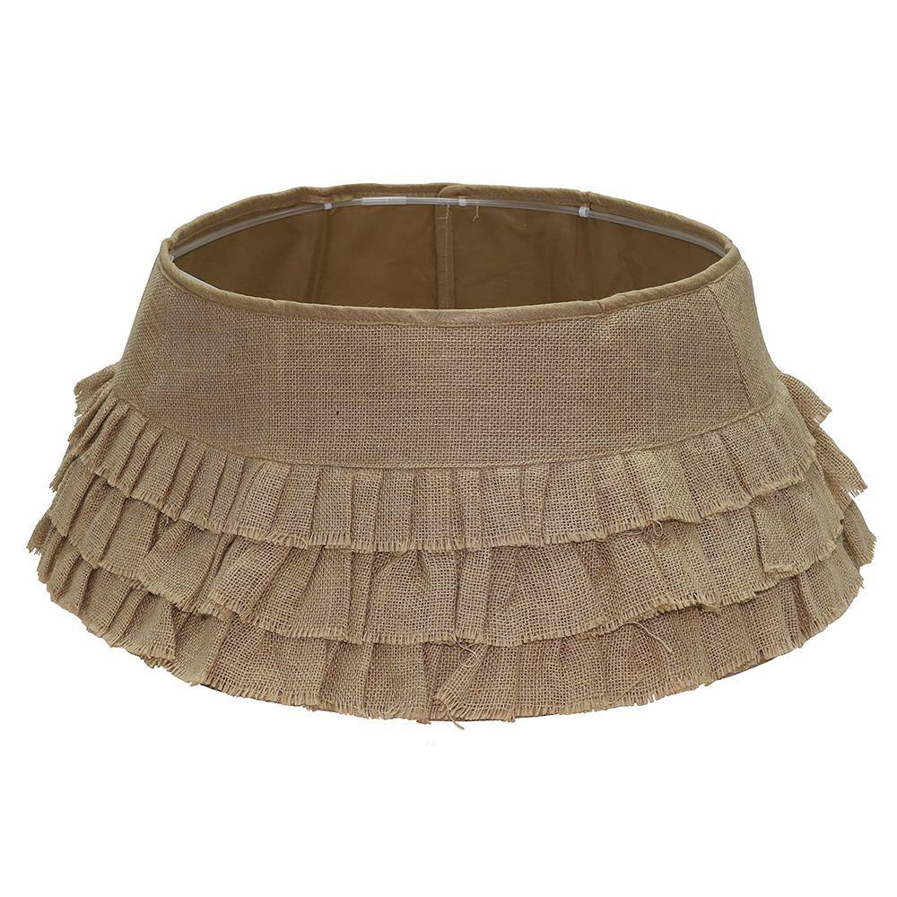 NEW TRADITIONS SIMPLIFY YOUR HOLIDAY 11 in. x 26 in. Tan Ruffled Burlap