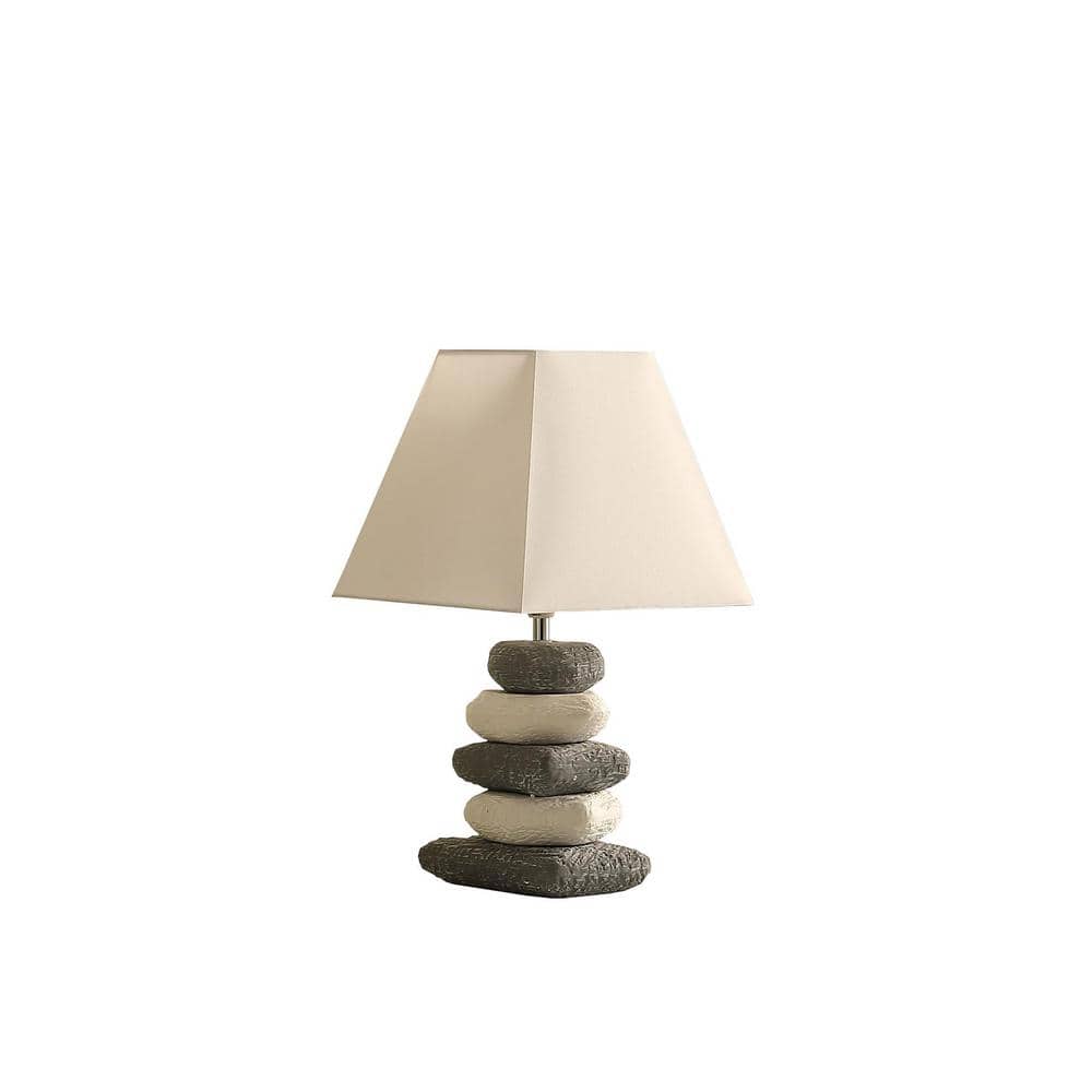 ORE International 17.5 in. Coastal Darya Cloudy Gray/White Stacked Pebble  Ceramic Table Lamp HBL2546 - The Home Depot