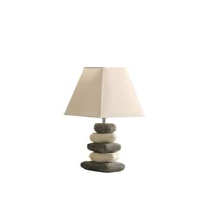 17.5 in. Coastal Darya Cloudy Gray/White Stacked Pebble Ceramic Table Lamp