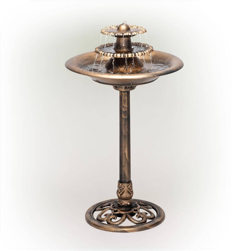 Alpine Corporation 3-Tiered Pedestal Outdoor Water Fountain and Bird Bath  Bronze