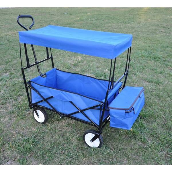 4.1 cu. ft. Fabric Blue Folding Garden Cart BYY323-7 - The