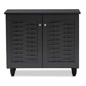 26.3 in. H x 30 in. W Gray Wood Shoe Storage Cabinet