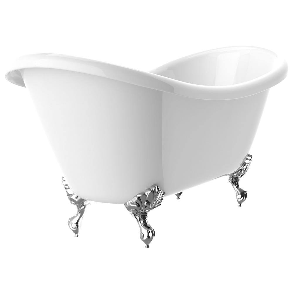 Belissima 69'' White Acrylic Clawfoot Freestanding Bathtub