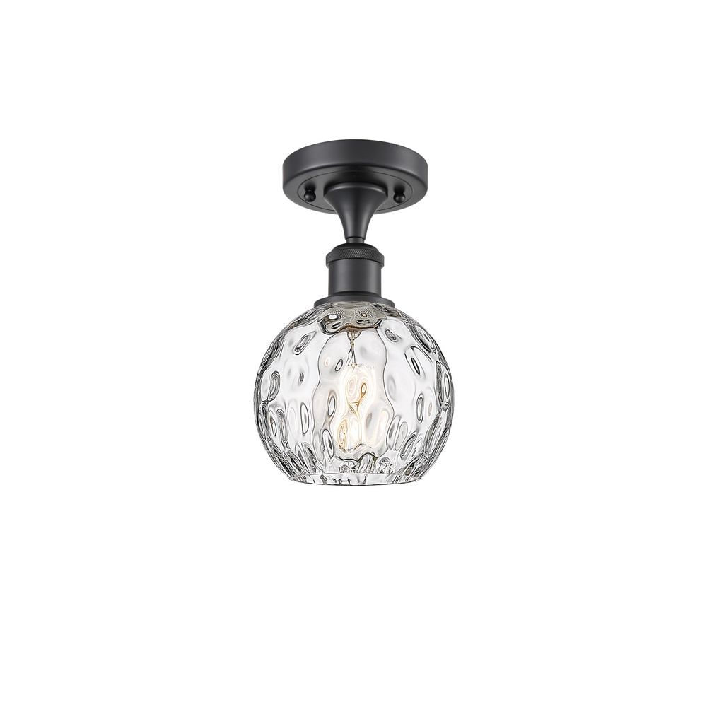 Athens Water Glass 6 in. 1-Light Matte Black Industrial Semi-Flush Mount with Clear Glass Shade price history on PriceWatchPro