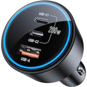 USB C Car Charger Fast Charging 200W Dual PD 100W Type C Cigarette Lighter Adapter for iPhone Galaxy MacBook Laptop