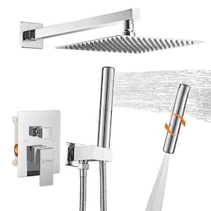 2-Handle 2-Spray of Rain 12 in. Shower Head System Shower Faucet and Handheld Shower Kit in Chrome (Valve Included)