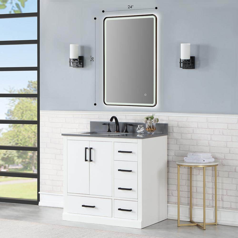 Viaggi 36" x 24" Silver and Gold LED Bathroom Vanity Mirror