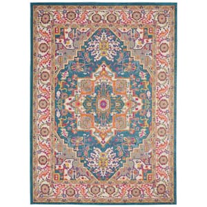 Passion Teal/Multicolor 4 ft. x 6 ft. Persian Modern Area Rug