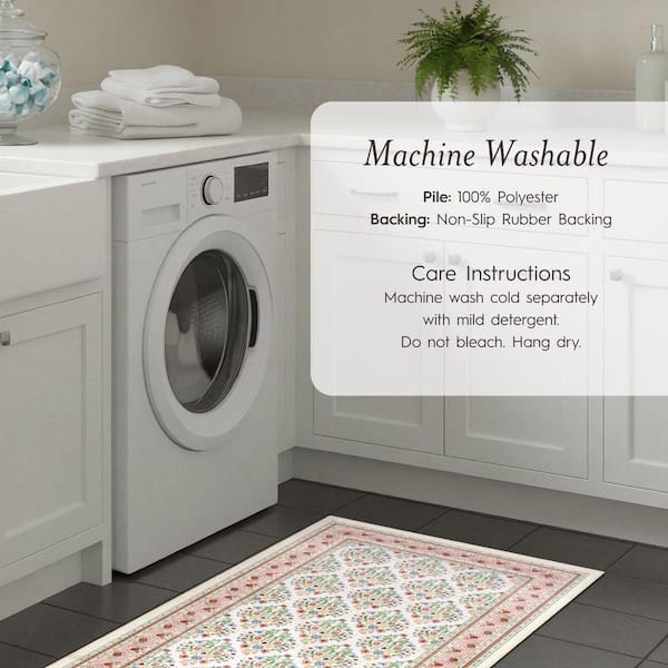 Laura Ashley Deaney 2 ft. x 4 ft. Woven Ivory Floral 2-Piece Set