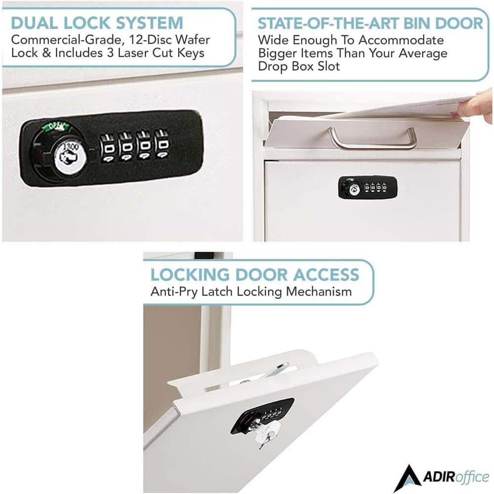 Large White Steel Wall Mount Secure Mailbox with Combination Lock