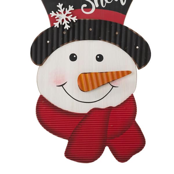 Gerson 15.75 in. H. Wood Santa & Snowman Wall Hanging