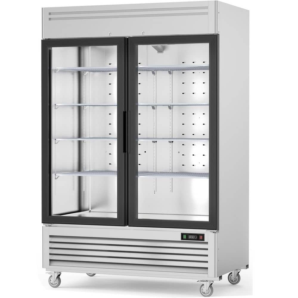54.4 in. 49 cu. ft. 2 Glass Door Commercial Display Merchandiser Refrigerator in Stainless Steel with LED Lighting price history on PriceWatchPro