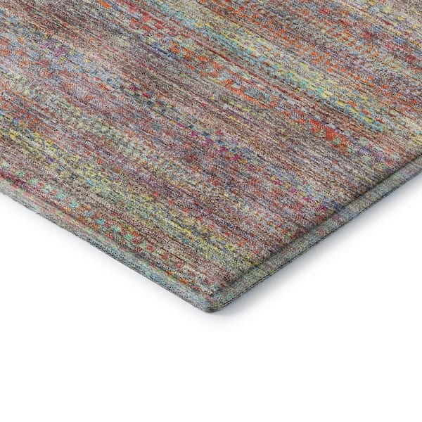 Mayfield Premium Machine Washable Abstract AMF2148 Terracotta 8 ft. x 8 ft. Round Rug