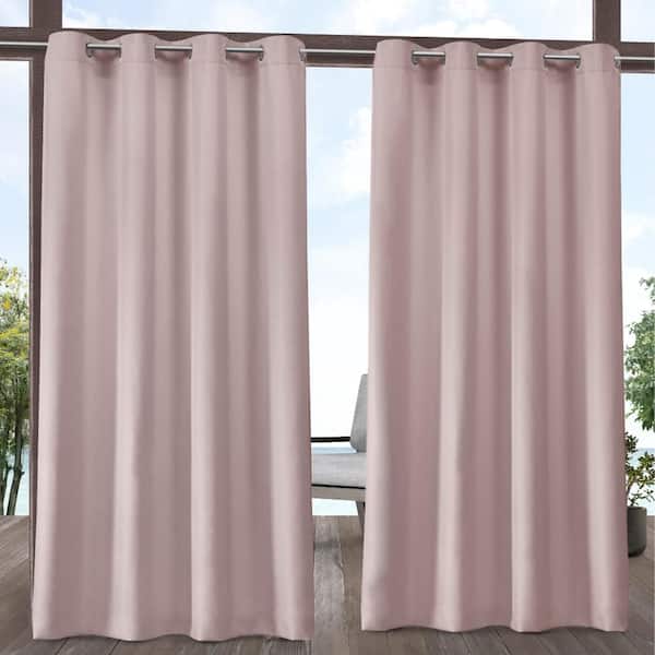 EXCLUSIVE HOME Cabana Blush Solid Light Filtering Grommet Top Indoor/Outdoor Curtain, 54 in. W x 96 in. L (Set of 2)