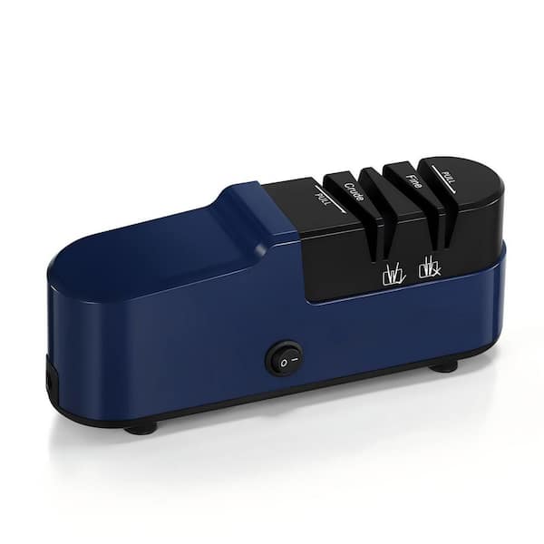 Blue Diamond Knife Sharpener, Professional Electric Sharpener for Home Use, 2 Stages for Quick Sharpening Polishing
