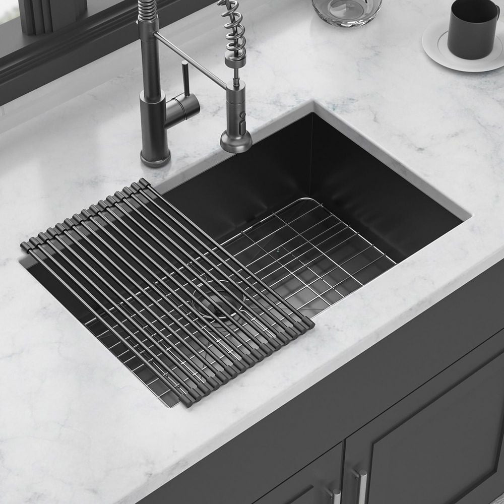 28 in. Undermount Single Bowl 18-Gauge Gunmetal Black Stainless Steel Kitch